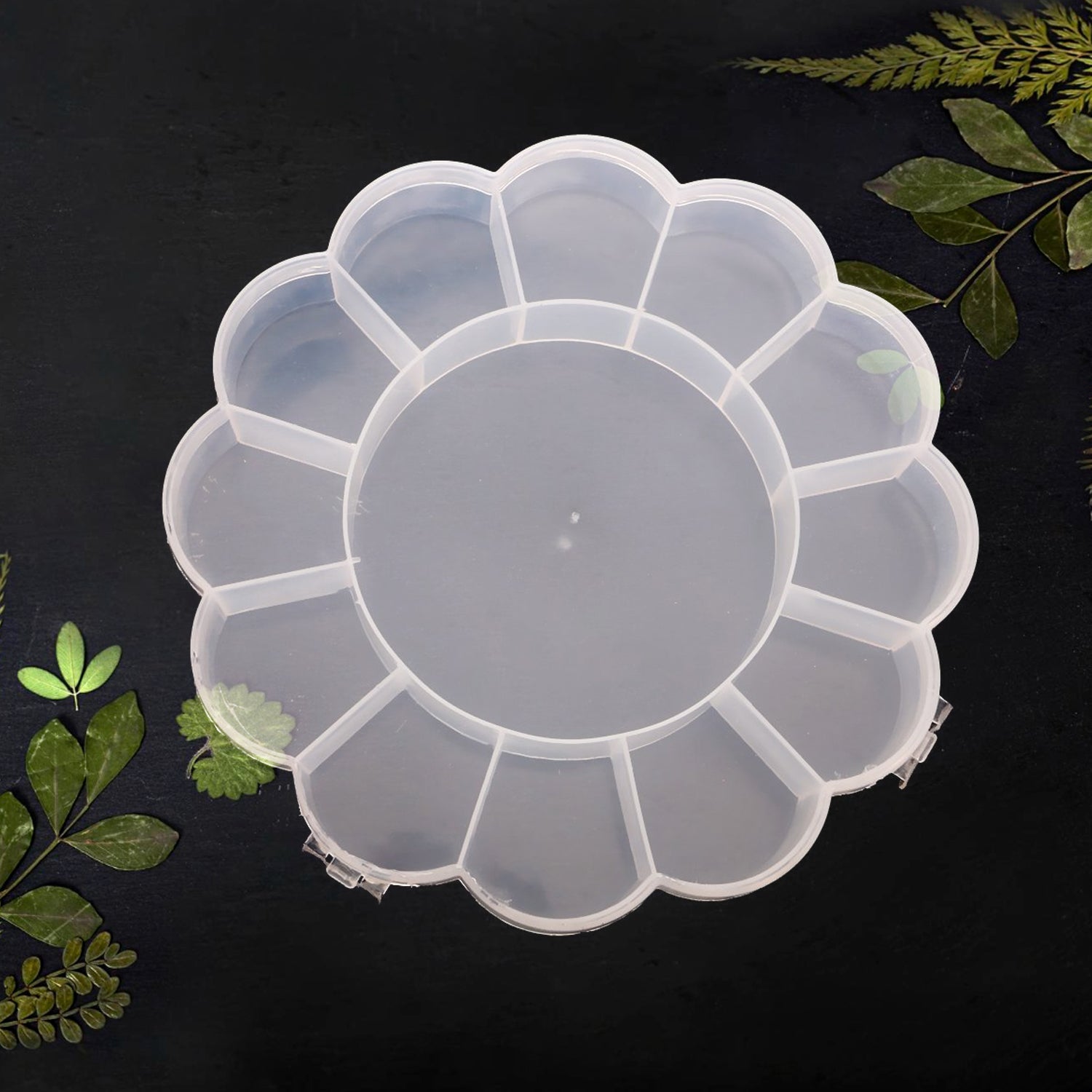 KikiKart Clear Round Multi-Compartment Organizer Box for Crafts & Jewelry