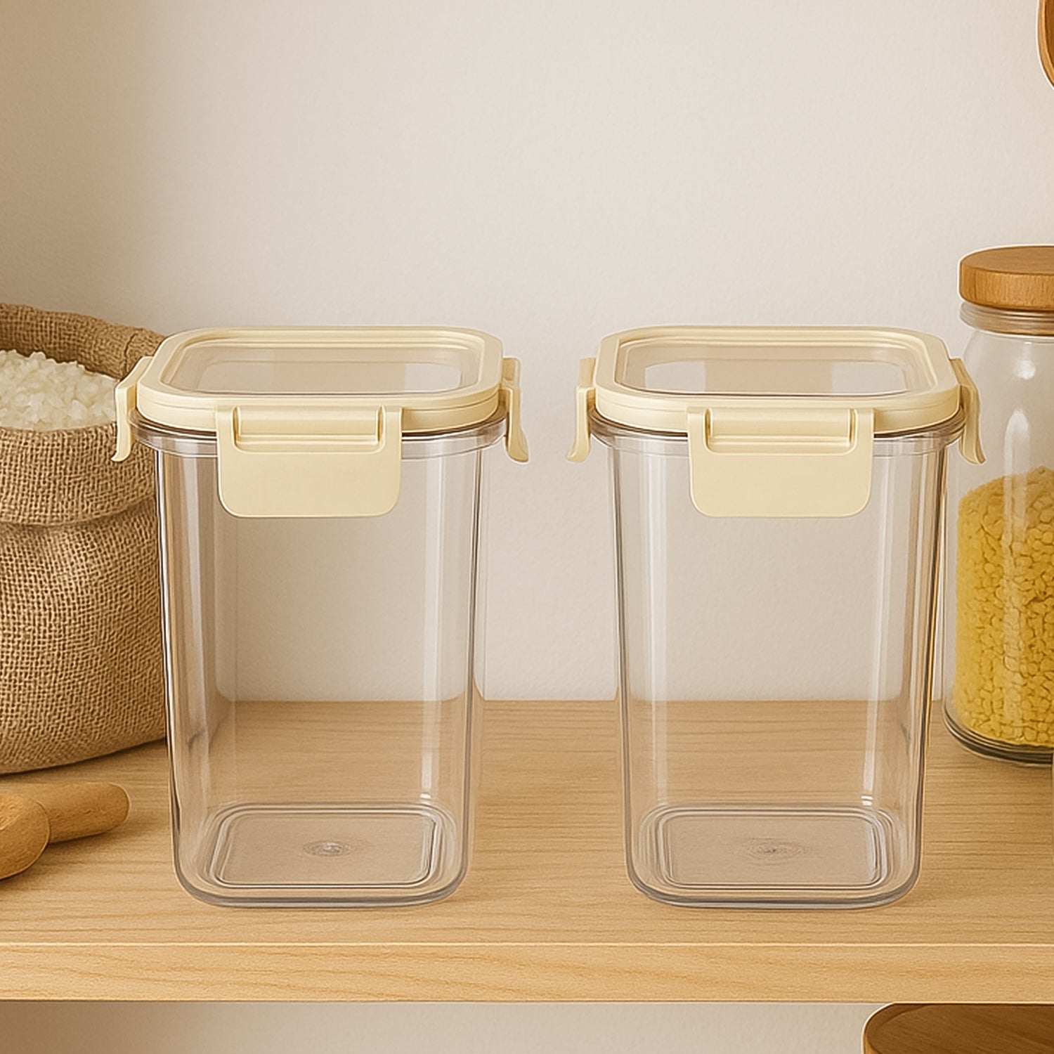 Apex Press N' Lock Premium Airtight Food Storage Container Set – 2-Piece 1400ml – Clear & Stackable Kitchen Organizers