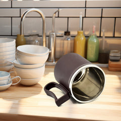 Customize Coffee Mug with Lid and Handle-Plastic Covered Stainless Steel Mug (Random Color, Approx 200 ML)