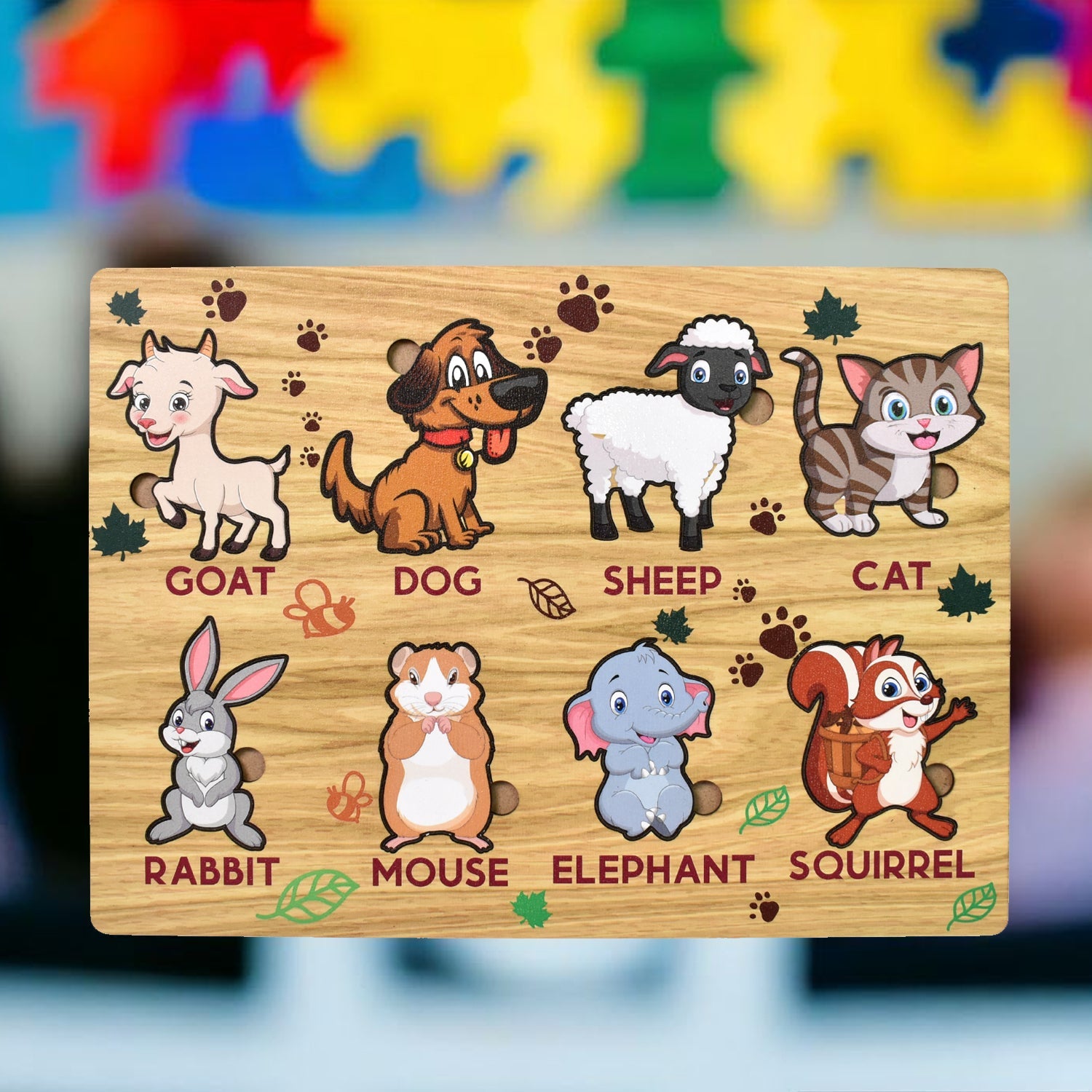 Wooden Animal Puzzle Learning Educational Board (1 Set / 28?0 Cm)