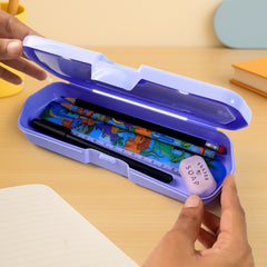 Superheroes Adventures Hard Case Pencil Box with Built-in Maze Game
