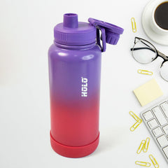 Customize Two Tone Pink Stainless Steel Water Bottle | Copper Coated Vacuum Insulation | Powder Coated | Secure Grip | Leakproof Easy Pour Cap (1000ml)