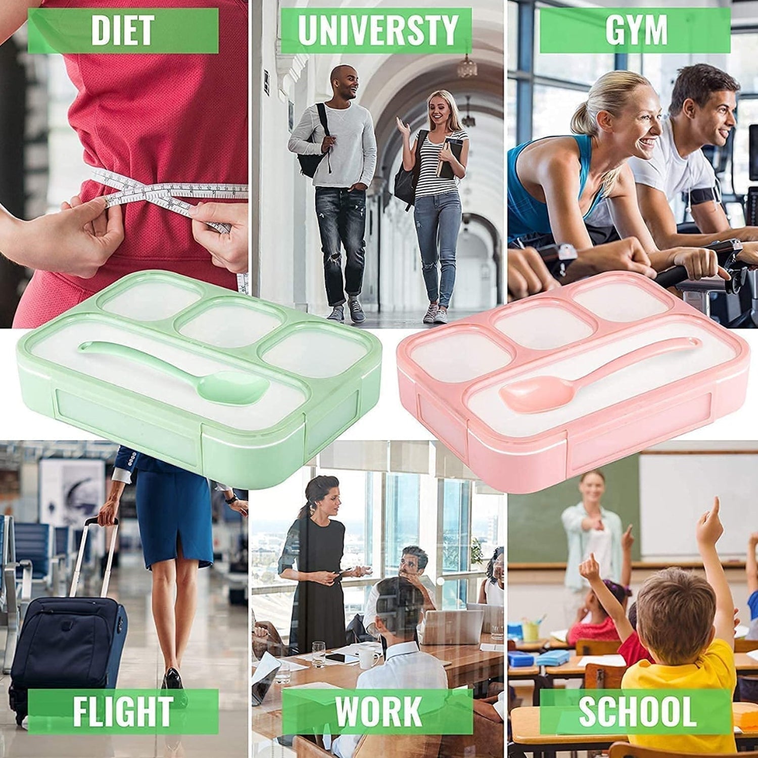 Leak-Proof Lunch Box with 4 Compartments for School & Office Use