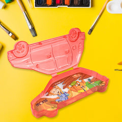 KikiKart Fun Wheels Transparent Car-Shaped School Pencil Box for Kids