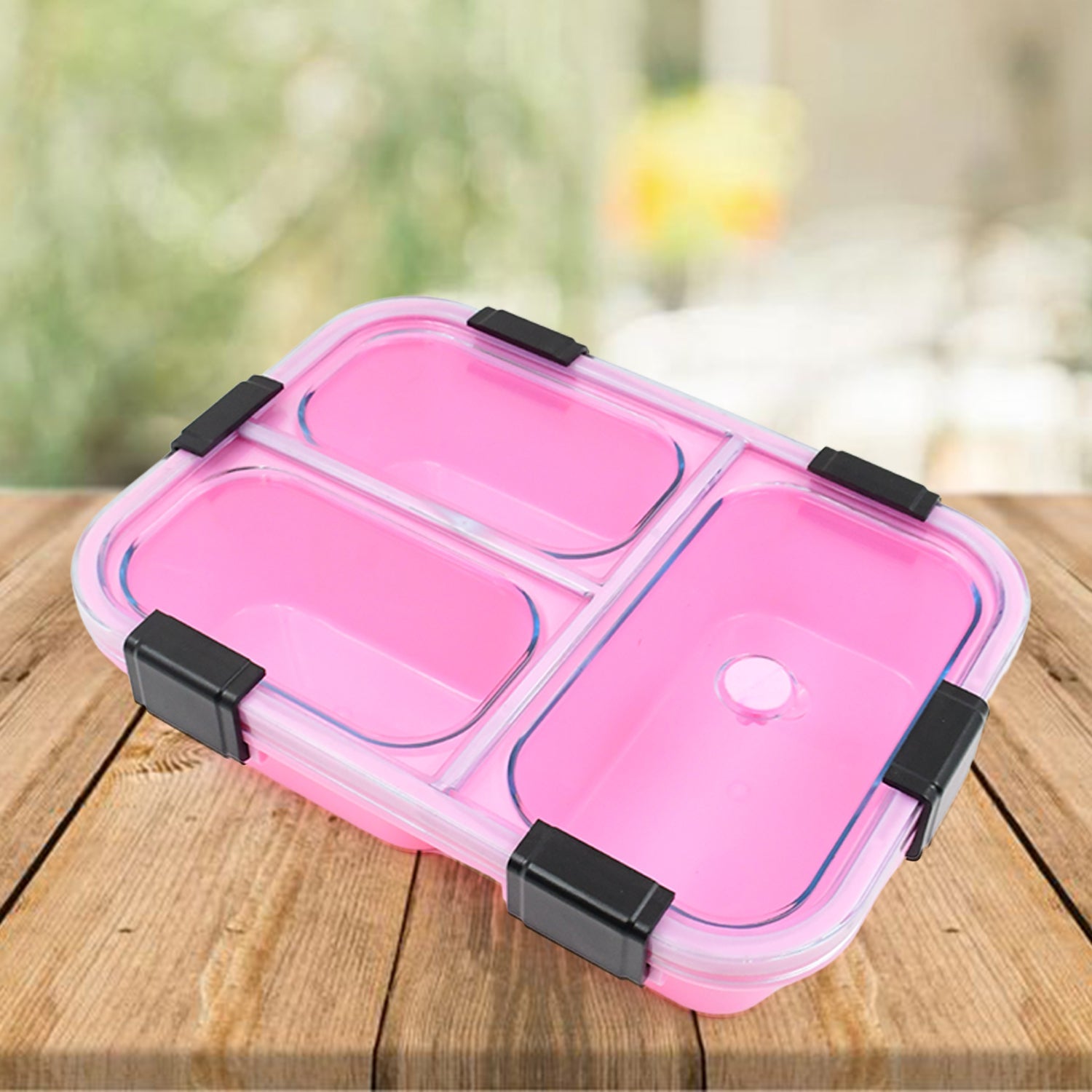 Plastic 3 Compartment Insulated Lunch Box, Lunch Box (1 Pc)