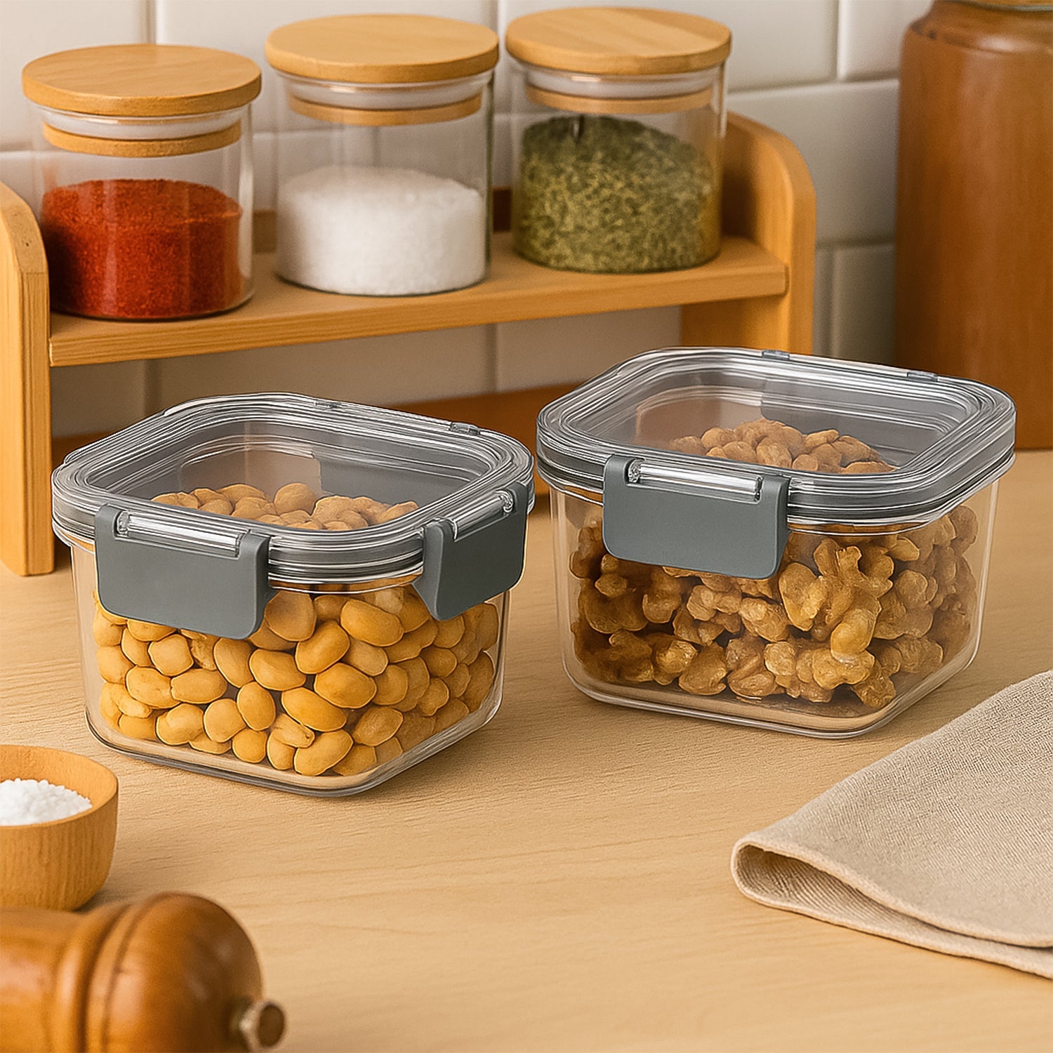Apex Press N' Lock ClearView Airtight Food Containers – 2-Pack Freshness Set (540ml)