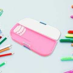 Multipurpose Cartoon Pencil Box – 2-Compartment Compass Box for Kids (Mix Color 1 Pc)