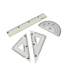 4-Piece Geometry Set, Triangle Ruler Protractor Straight Ruler