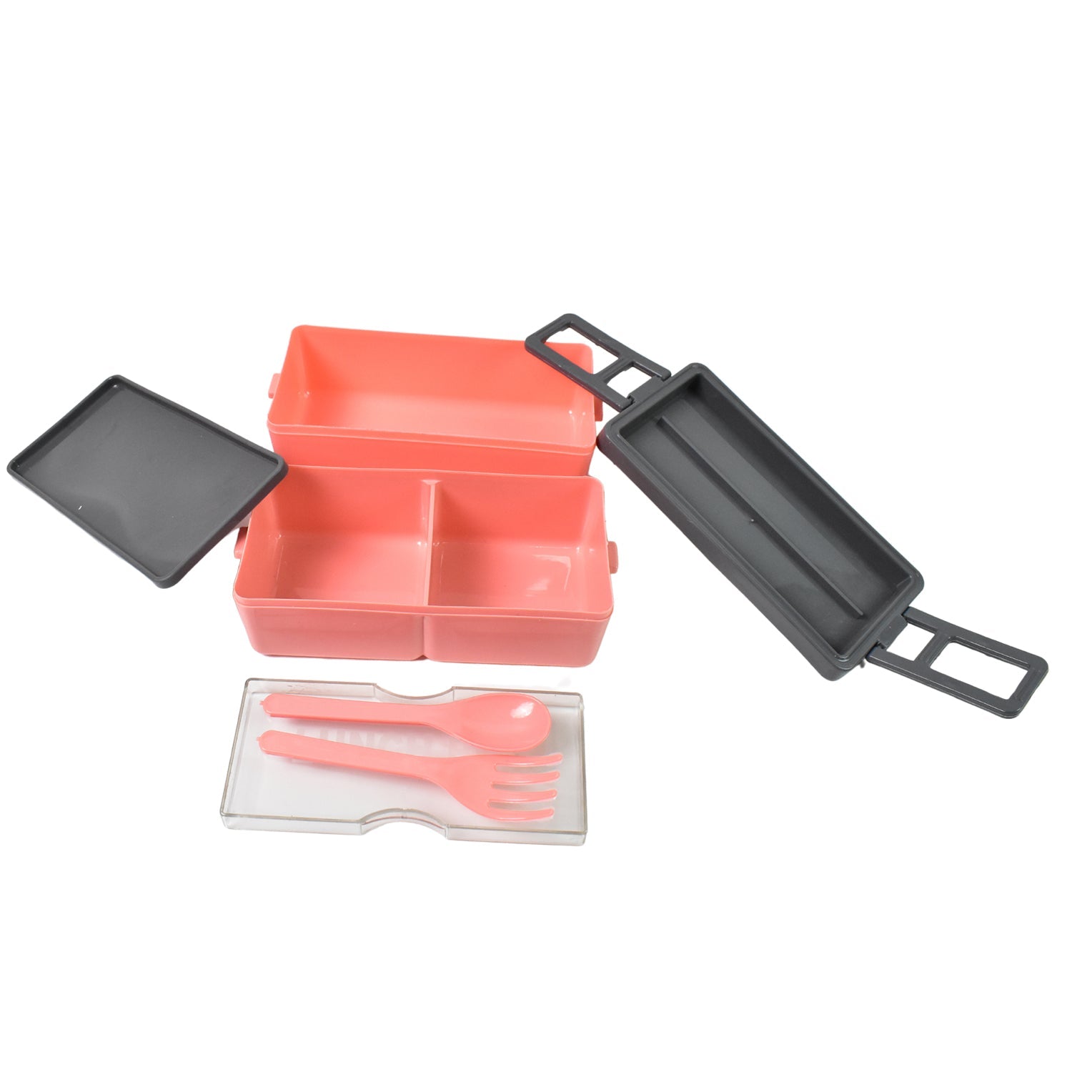 Plastic 3 Layer Leak Proof 3 Compartment Lunch Box for Office  (1 Pc)