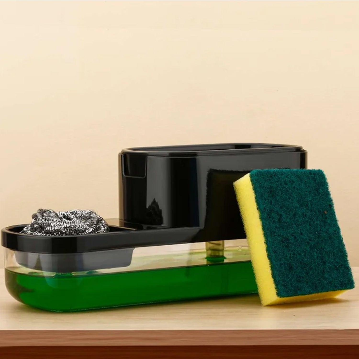 Modern 2-in-1 Dish Soap Dispenser & Sponge Caddy for Kitchen Countertop