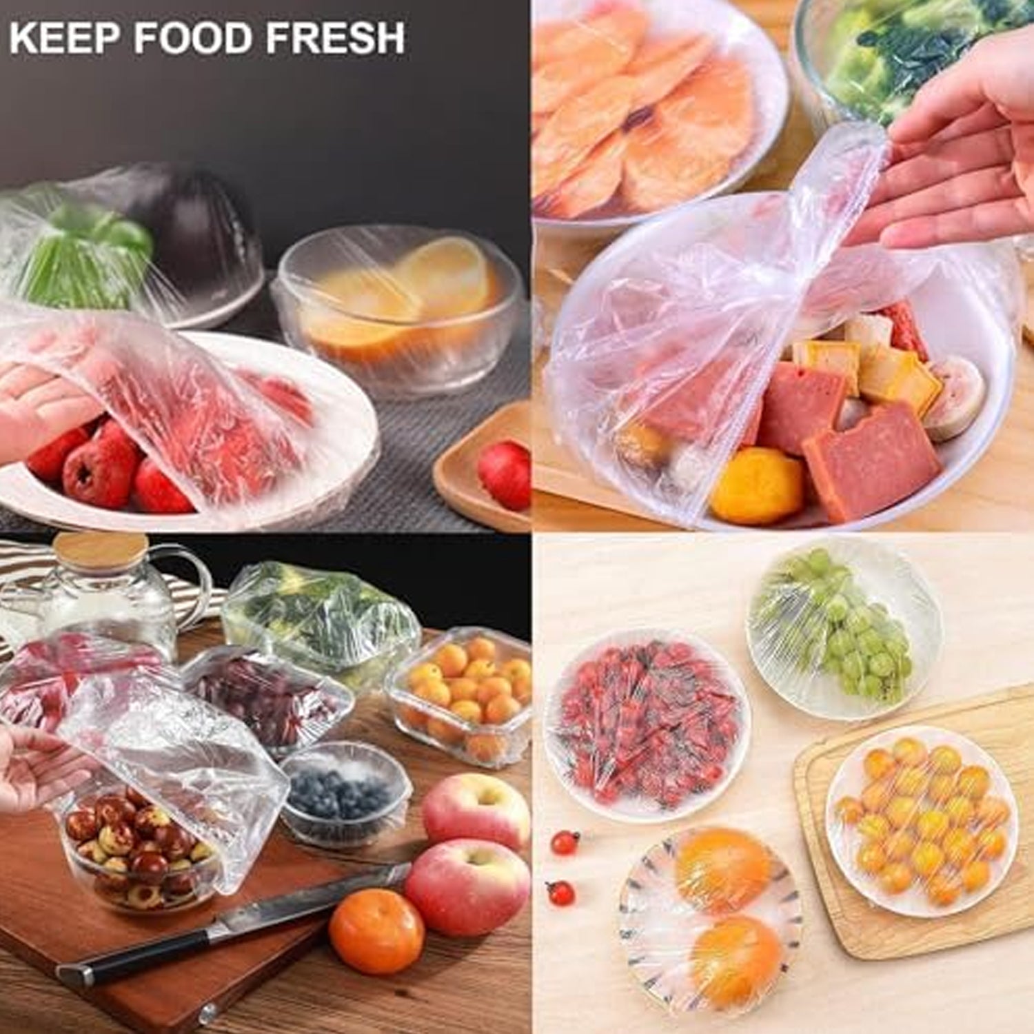 100-Pack Universal Elastic Food Freshness Covers for Bowls & Plates