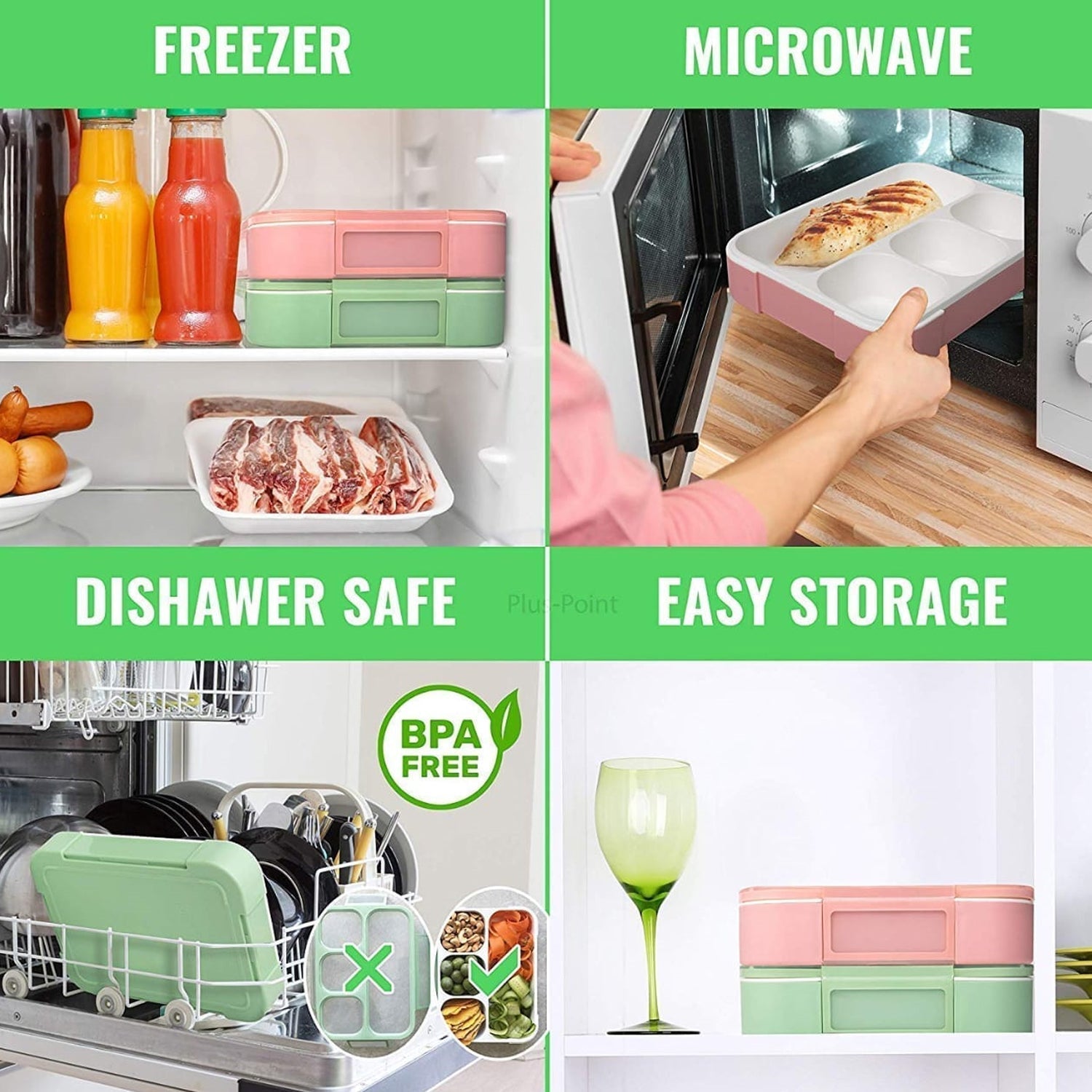 Leak-Proof Lunch Box with 4 Compartments for School & Office Use