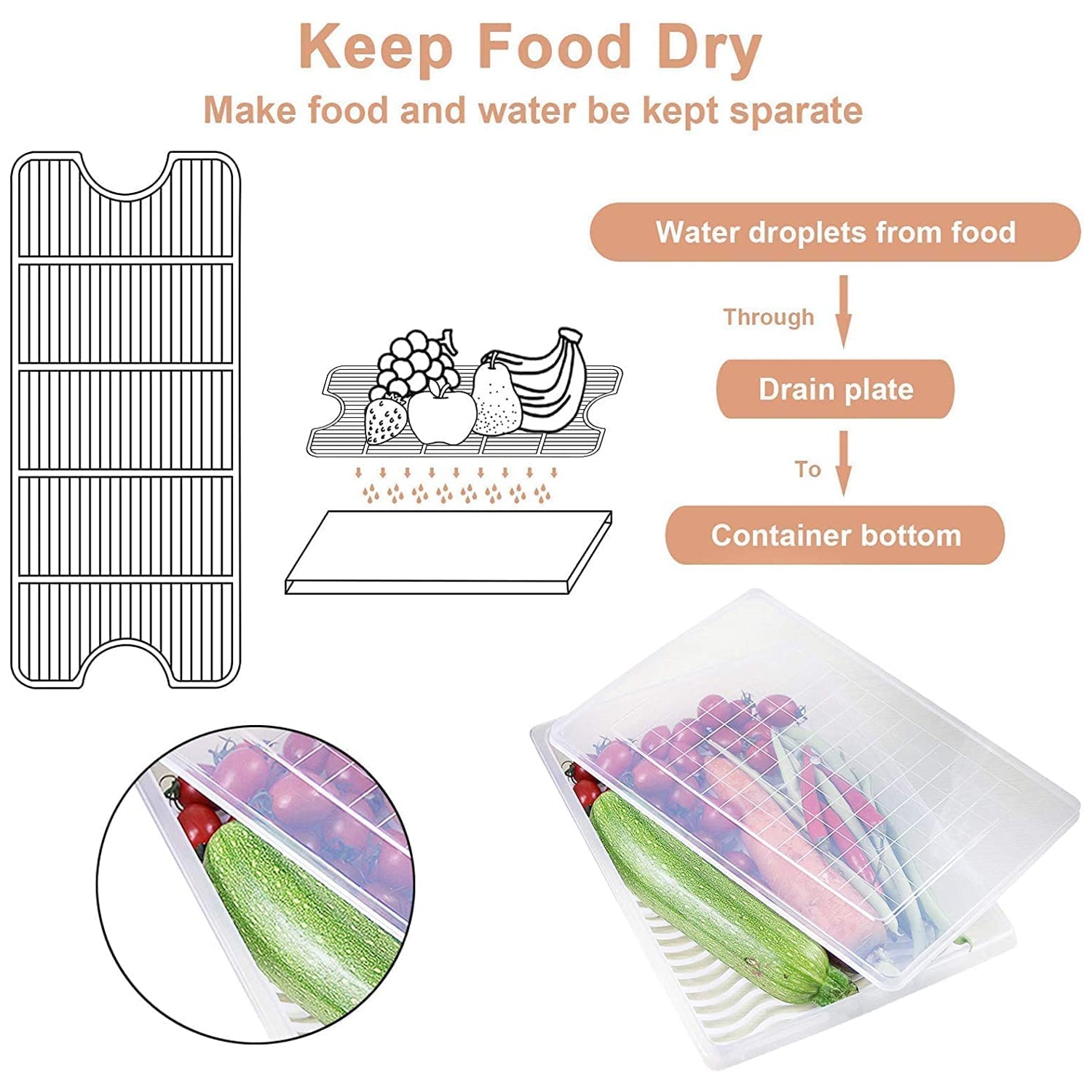 FreshKeep™ 3-Piece Stackable Fridge Storage Set with Smart Drain Trays & Airtight Lids