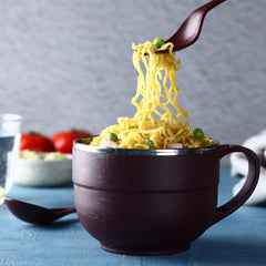 Noodles & Soup Bowl with Spoon and fork Handle Spoon Holder, Stainless Steel Bowl and Spoon Set, Stainless Steel Storage