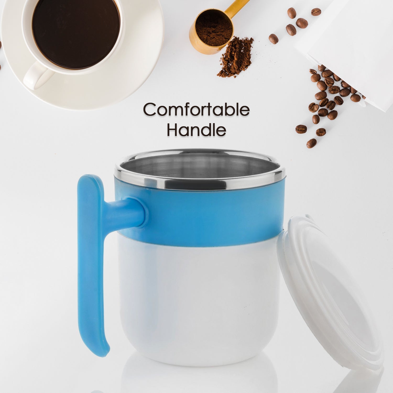 Customize Stainless Steel Insulated Coffee/Tea Mug with Lid – Double Wall Hot Beverage Travel Cup, Milk Mug for Office & Home Use (1 Pc)