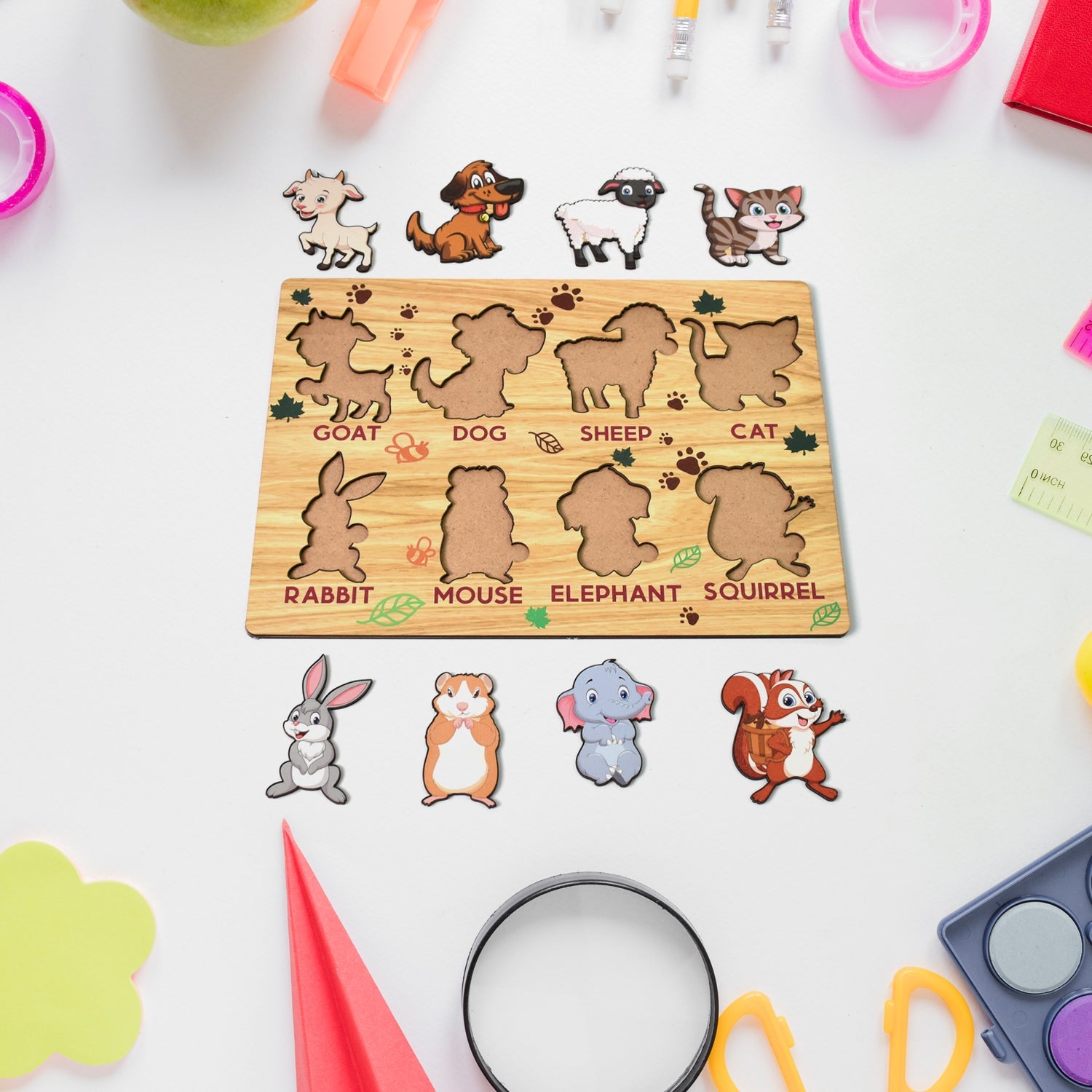 Wooden Animal Puzzle Learning Educational Board (1 Set / 28?0 Cm)