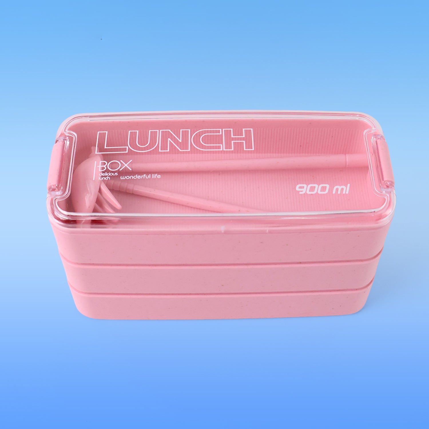 Eco-Friendly 3-Layer Stackable Lunch Box Set with Cutlery