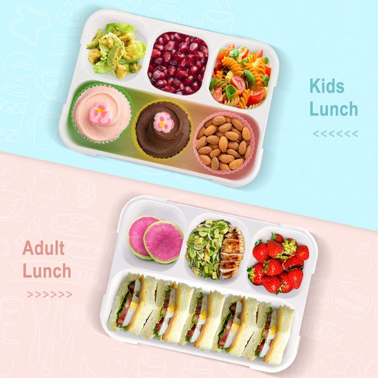 Leak-Proof Lunch Box with 4 Compartments for School & Office Use
