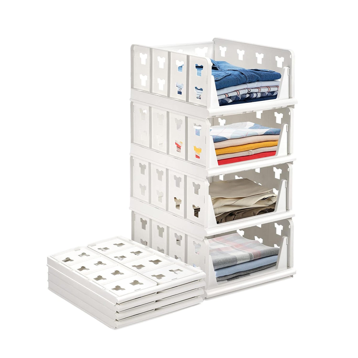 4-Layer Stackable Foldable Storage Organizer Cart for Kitchen, Closet, Bedroom & Bathroom
