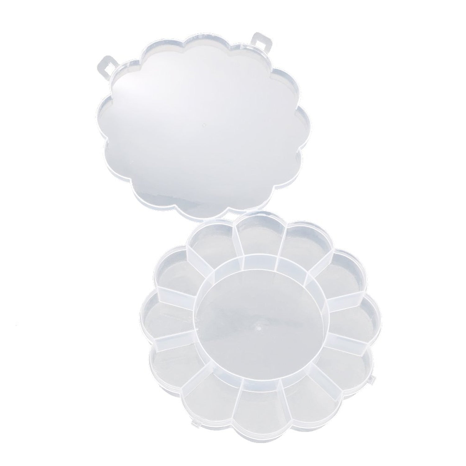 KikiKart Clear Round Multi-Compartment Organizer Box for Crafts & Jewelry