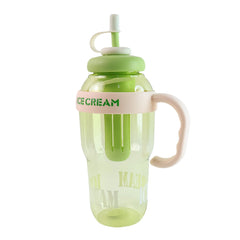 Approx 1300ML Large Capacity Cute Ice Cream Themed Water Bottle with Handle, Straw & Fruit Infuser – Leakproof Sipper for Kids & Adults