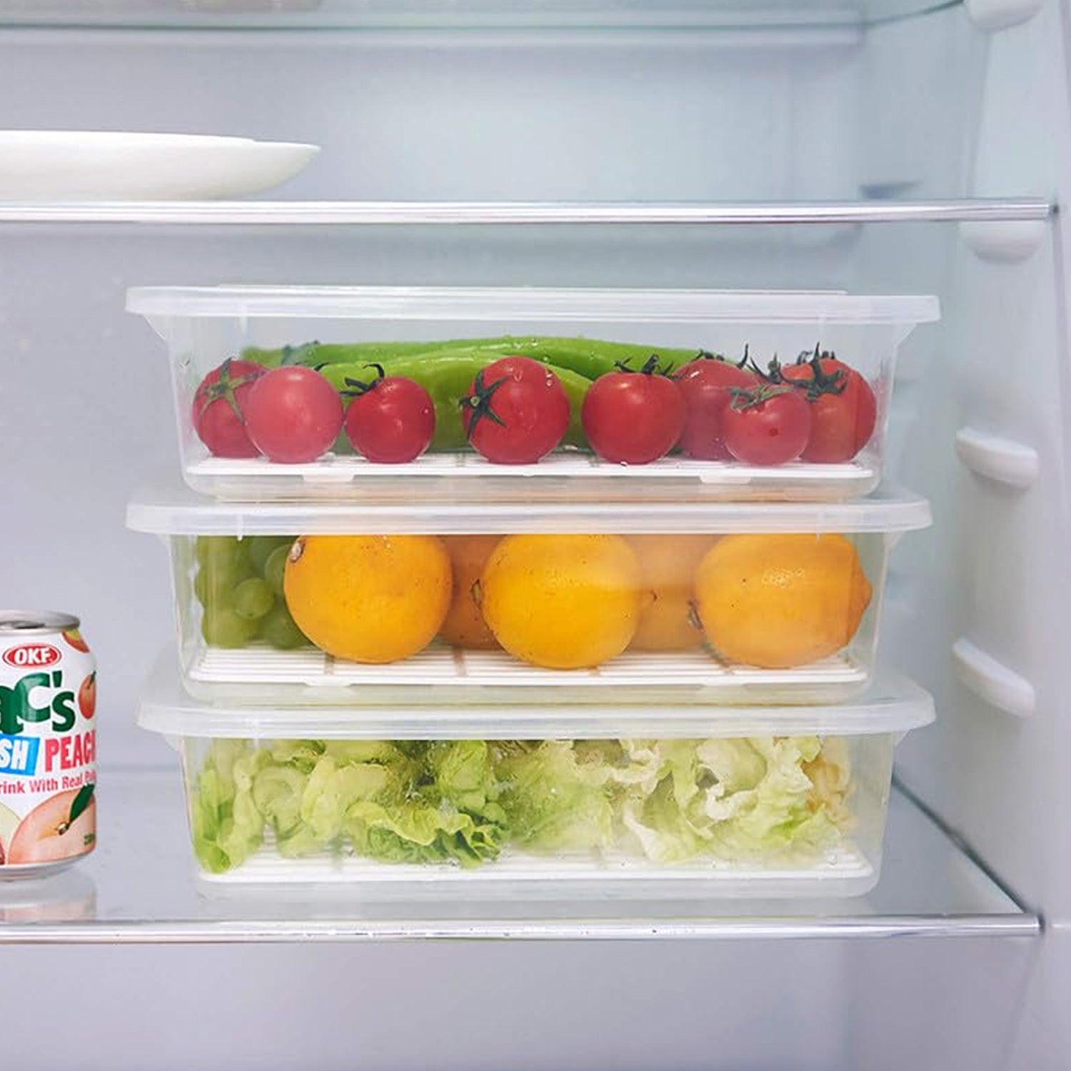 FreshKeep™ 3-Piece Stackable Fridge Storage Set with Smart Drain Trays & Airtight Lids