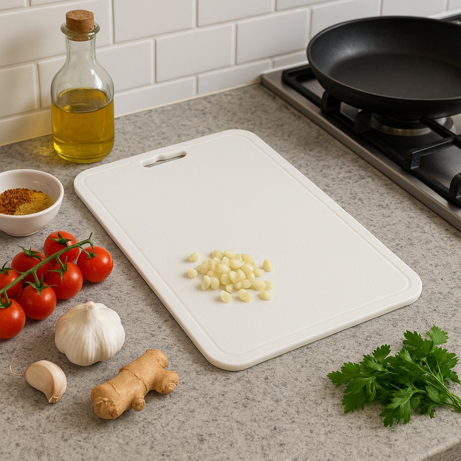 KikiKart Pro-Chef Non-Slip Plastic Chopping Board - Hygienic & Knife-Friendly Kitchen Cutting Surface