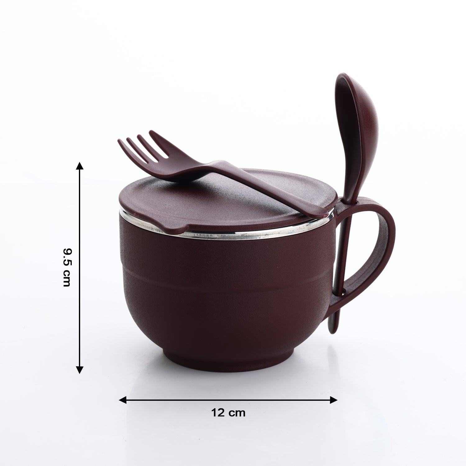 Noodles & Soup Bowl with Spoon and fork Handle Spoon Holder, Stainless Steel Bowl and Spoon Set, Stainless Steel Storage