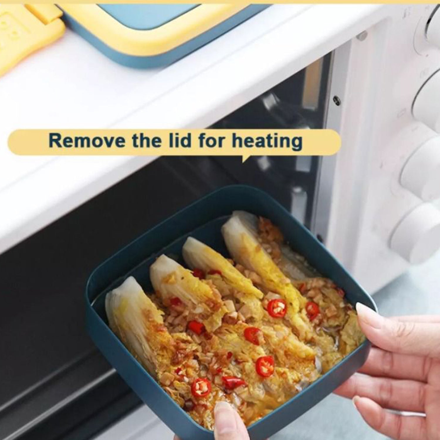 Blue Double-Layer Portable Bento Lunch Box – Stackable with Handle & Spoon