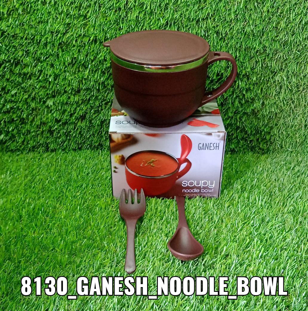 Noodles & Soup Bowl with Spoon and fork Handle Spoon Holder, Stainless Steel Bowl and Spoon Set, Stainless Steel Storage