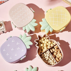 Customize Kids Lunch Box Cute Pineapple Shaped Bento Box with Fork Spoon Snack Container Microwave Portable Office Lunch Box (1 Pc / With Spoon, Fork & Color Box)