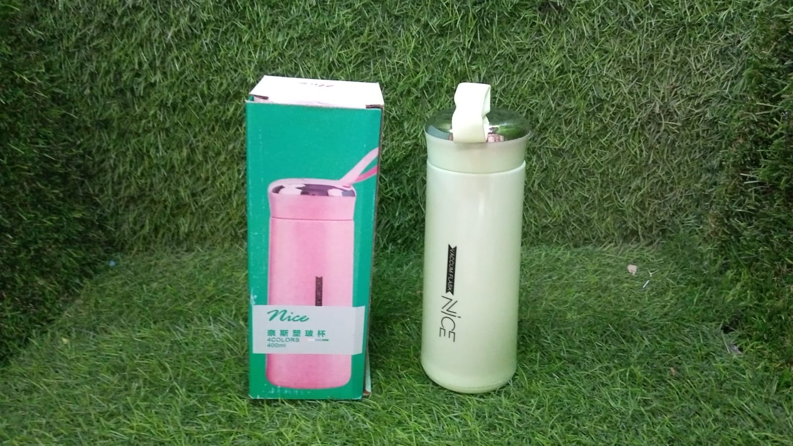 outdoor sport water bottle 400ml leak proof BPA-free for travel cold and hot water glass water bottle with daily water intake for gym and children, Nice Bottle (1 pc)