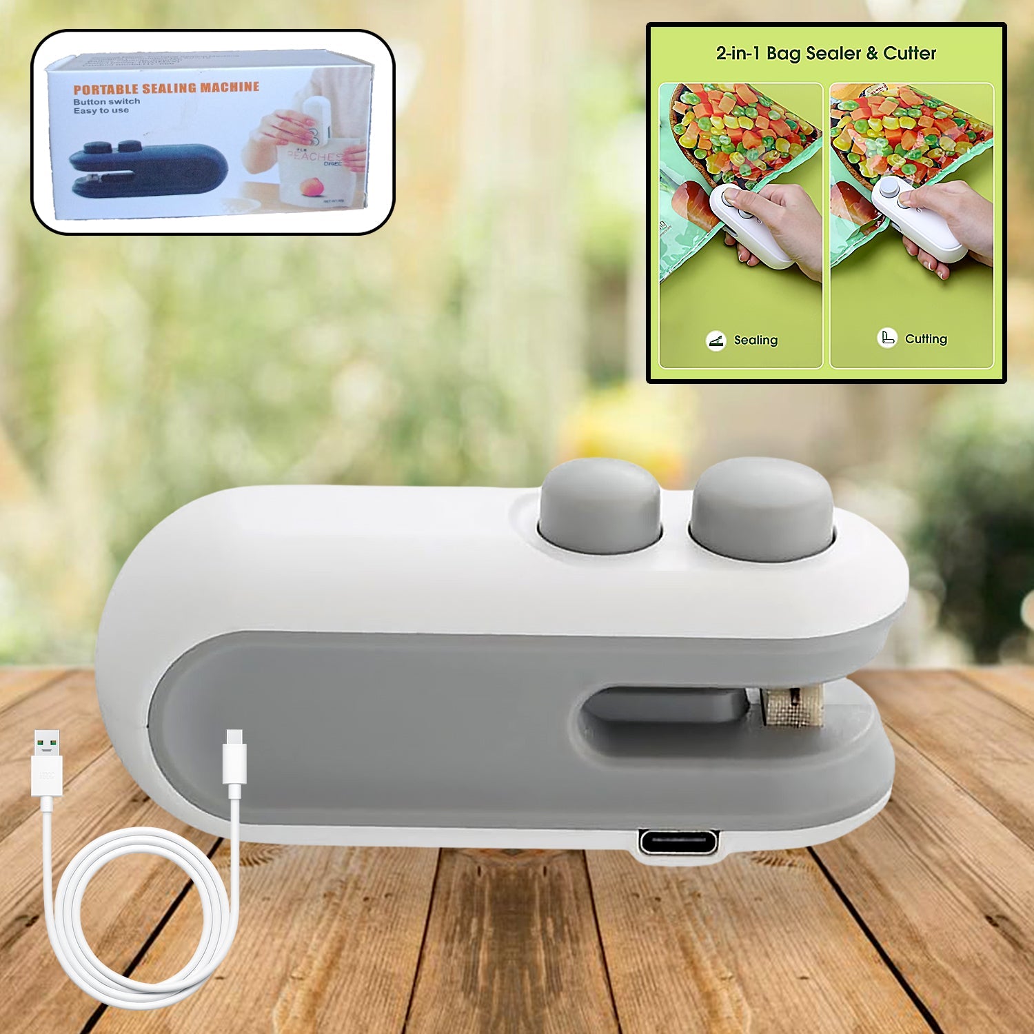 KikiKart SmartSeal 2-in-1 Portable USB Bag Sealer & Cutter