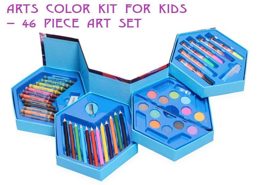 46 Pcs Plastic Art Colour Set with Color , Crayons, Oil Pastel and Sketch Pens
