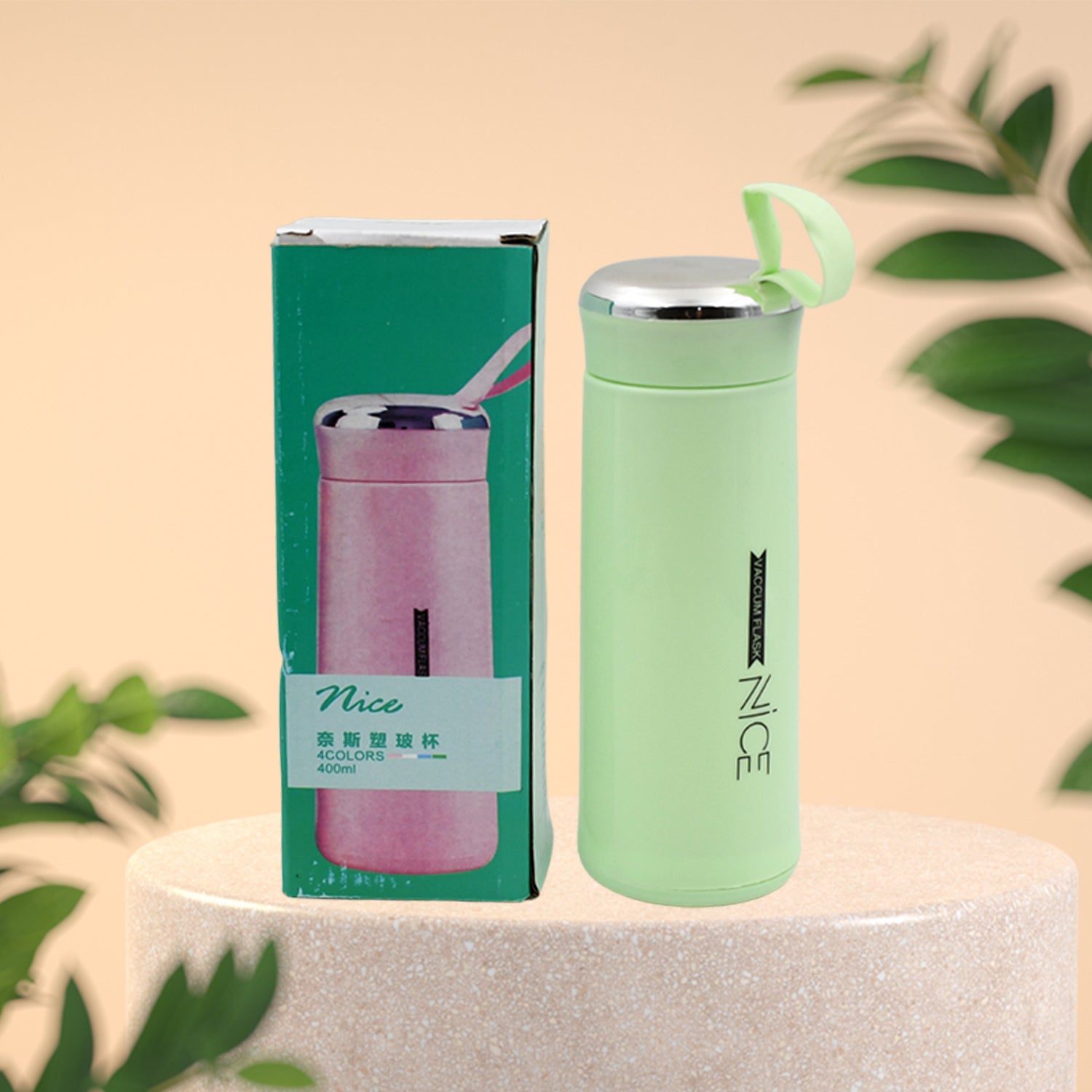 outdoor sport water bottle 400ml leak proof BPA-free for travel cold and hot water glass water bottle with daily water intake for gym and children, Nice Bottle (1 pc)