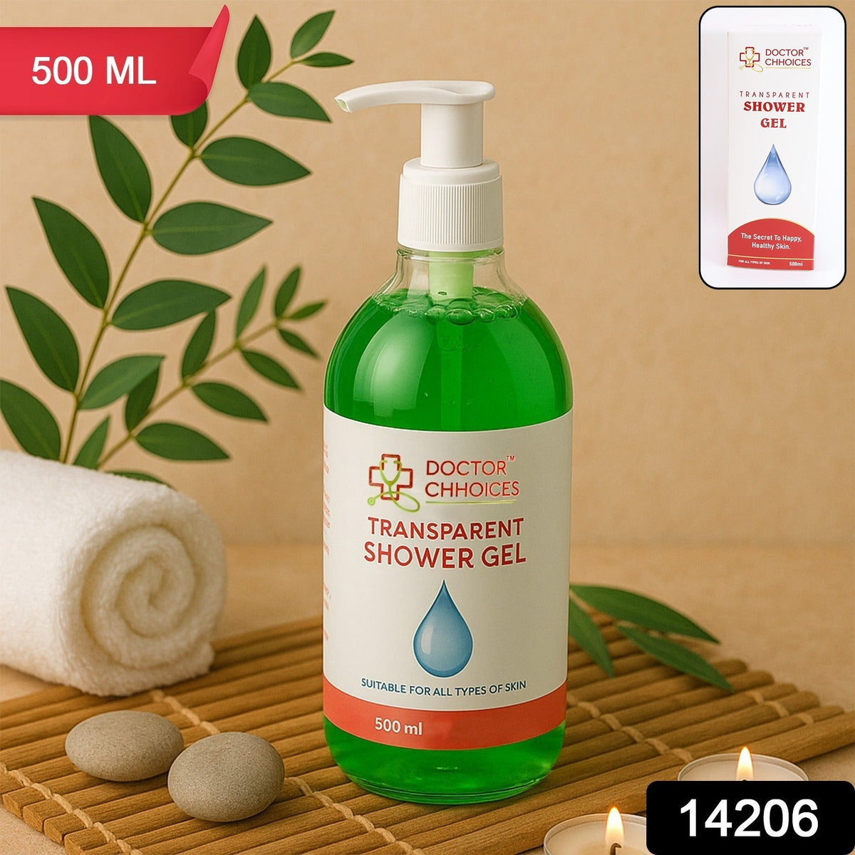 Doctor Chhoices / Choices Transparent Shower Gel – 500ml Bottle with Pump Dispenser