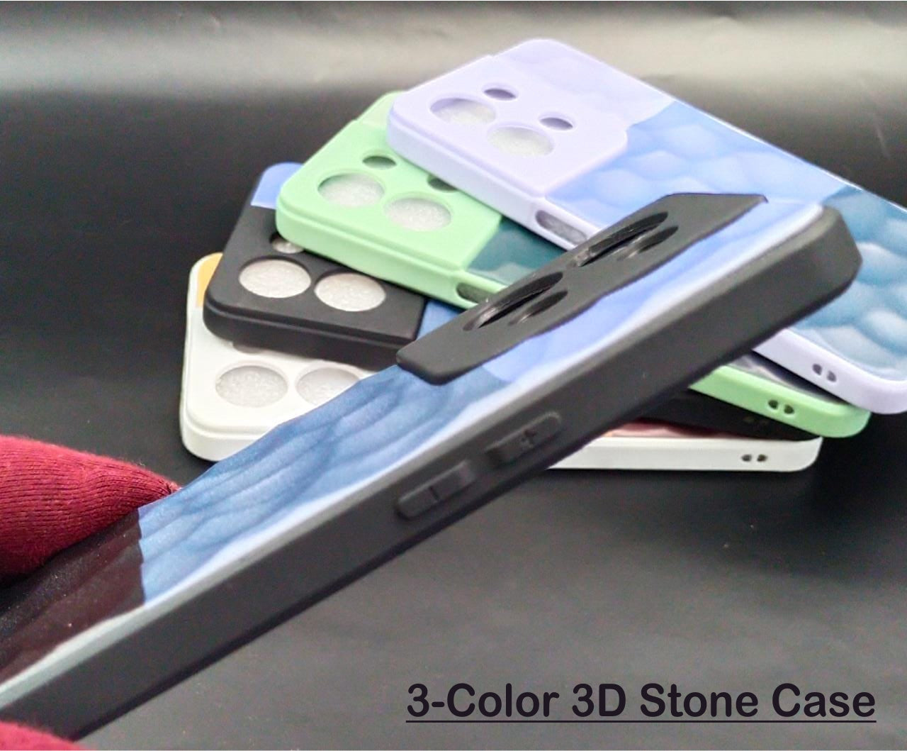 3-Colour 3D Stone Case Case For Oppo F21 Pro 4G