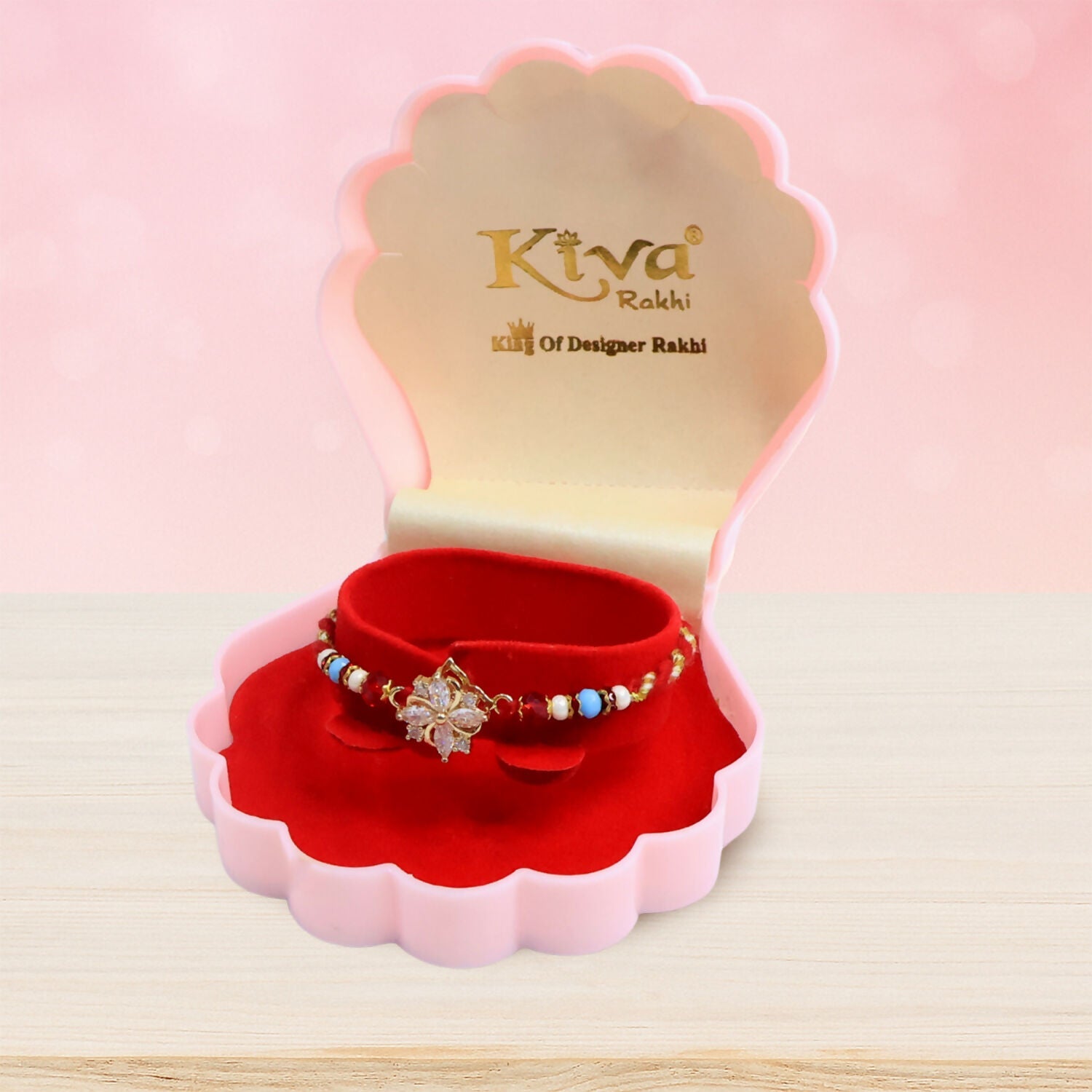 Graceful Floral Diamond Rakhi Set – Pack of 4 Rakhi  & Premium Gift Box
