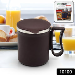 Customize Coffee Mug with Lid and Handle-Plastic Covered Stainless Steel Mug (Random Color, Approx 200 ML)