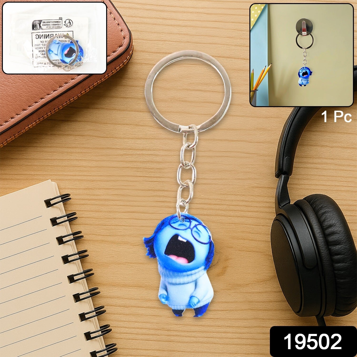 Charming Blue Girl Cartoon Keychain & Bag Charm for Kids