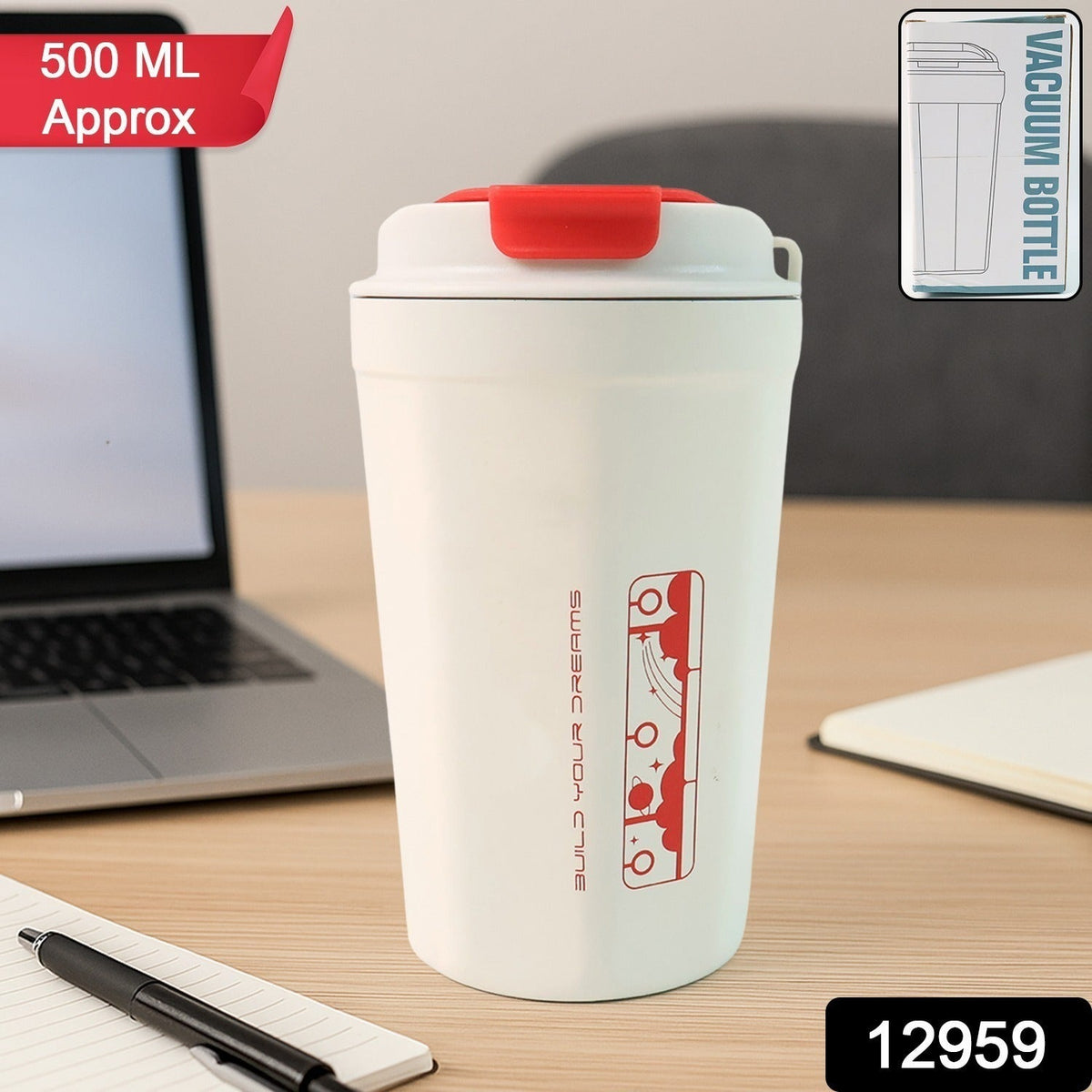 KikiKart Premium 500ml Vacuum Insulated Travel Bottle – Spill-Proof Hot & Cold Thermos