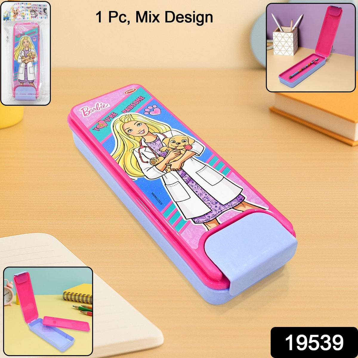 Vibrant Cartoon Hard Top Pencil Box for Kids - Durable School Stationery Organizer