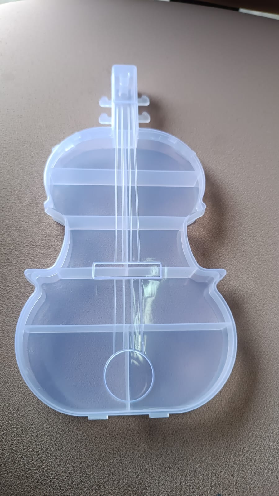 Elegant Violin-Shaped Clear Multi-Compartment Storage & Organizer Box