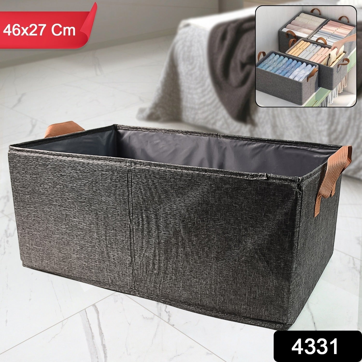 Foldable Cloth Storage Organizer Bag With Handles (Approx 46x27Cm\1Pc)