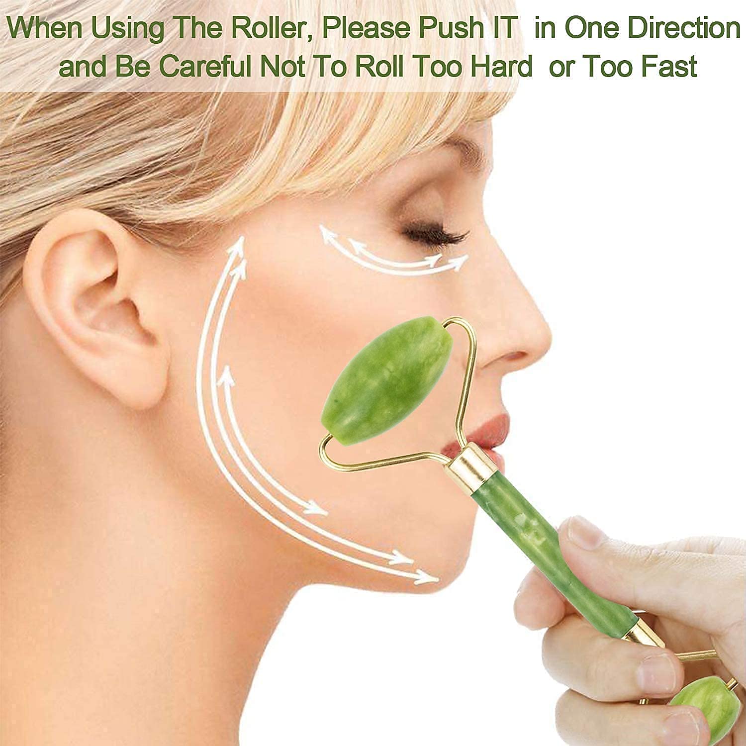 Jade Roller & Gua Sha Set ?Natural Face Massager for Anti-Aging, Glowing Skin & Face Shaping (1 Pc)