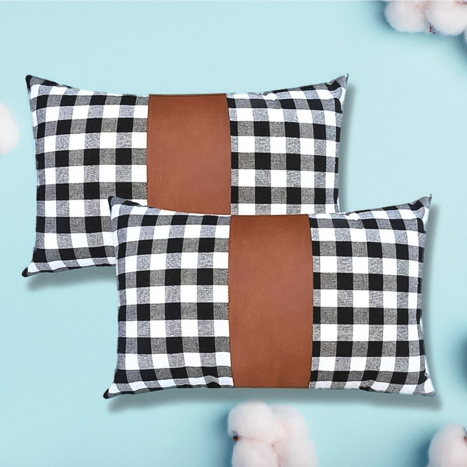 Pillow Covers, Leather & Cotton Cushion Covers (19 ?12 Inch / 1 Pair / 2 Pc)