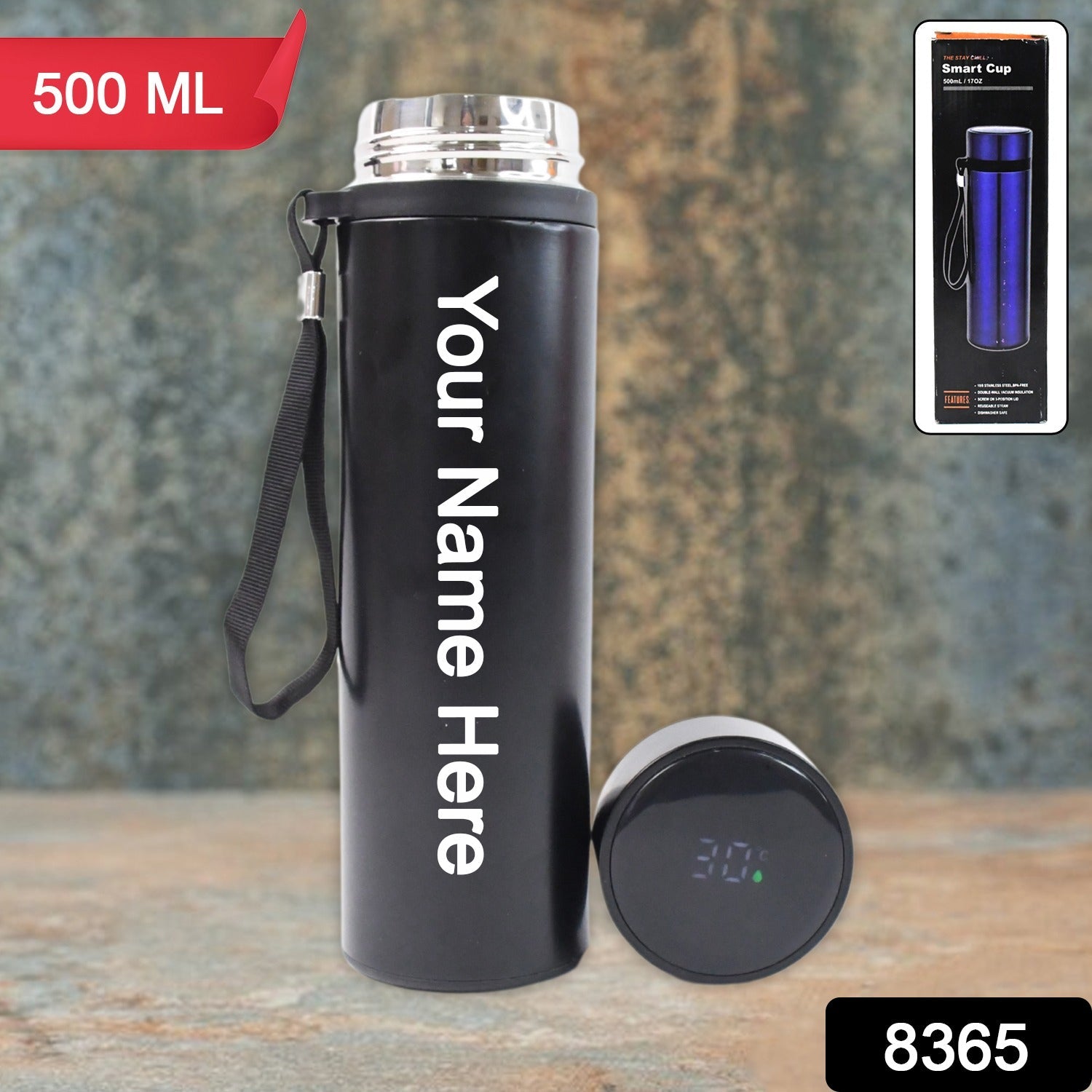 Customized / Personalized Stainless Steel Water Bottle screen smart temperature display (500ml)