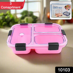 Plastic 3 Compartment Insulated Lunch Box, Lunch Box (1 Pc)