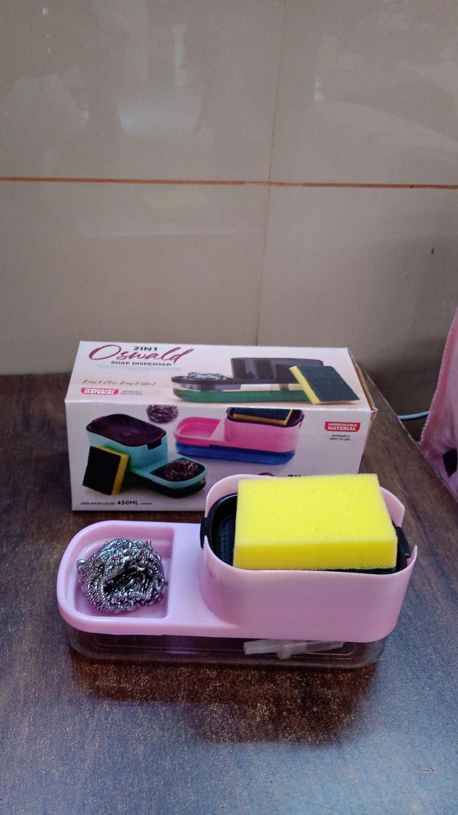 Modern 2-in-1 Dish Soap Dispenser & Sponge Caddy for Kitchen Countertop