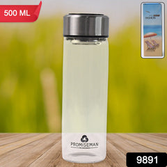 Outdoor sport Glass water bottle  With Steel Lid / 500 ML Approx)